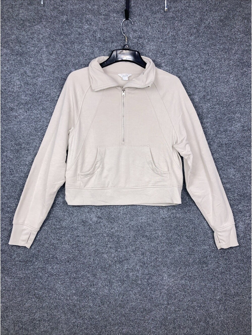 Danskin Womens Size Small Taupe  1/2 Zip Long Raglan Sleeve Pullover Sweatshirt